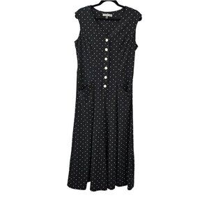 Danny And Nicole Sleeveless Wide Leg Polka Dot Black Jumpsuit
